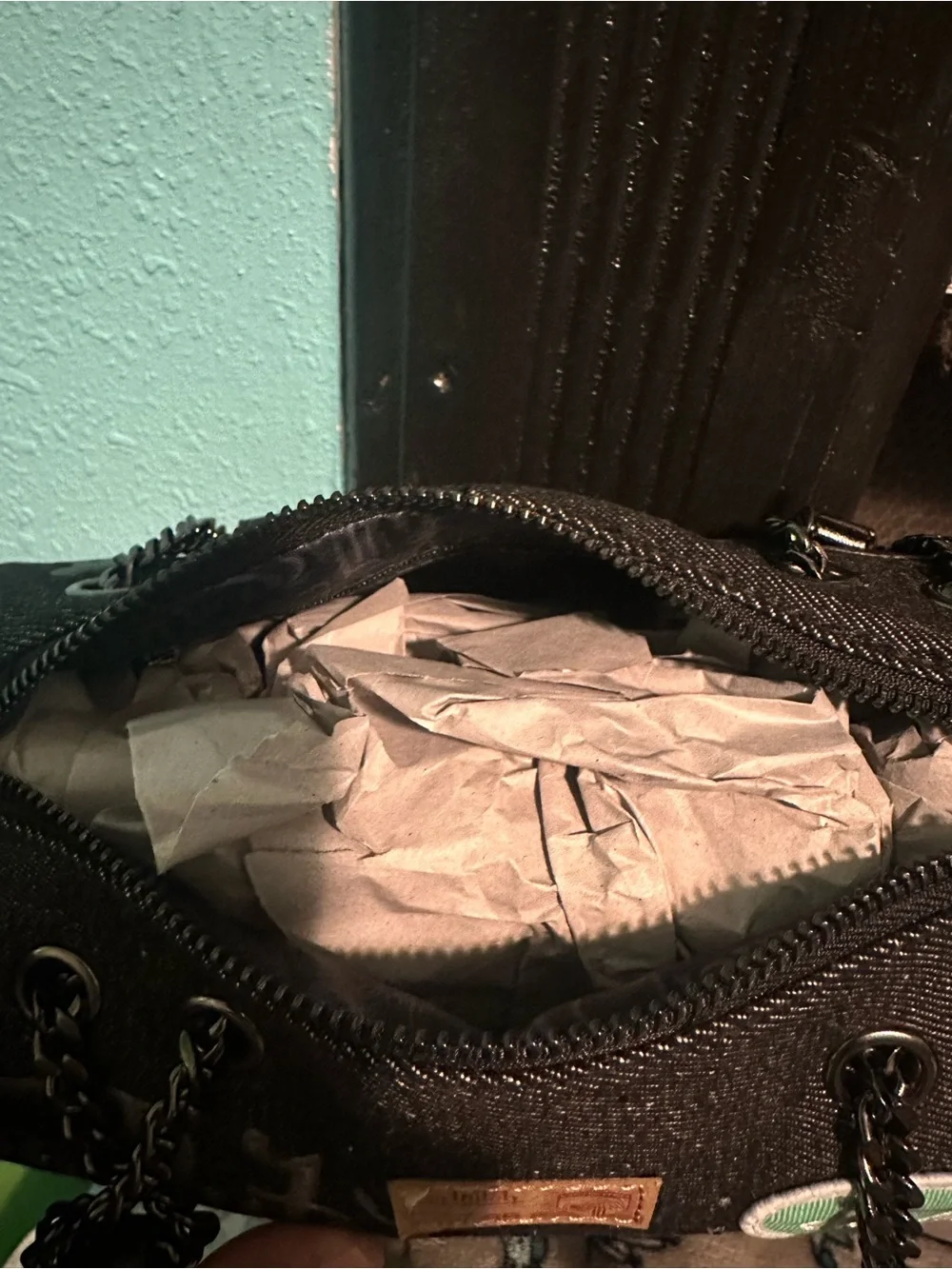 Von Dutch Round Mini Crossbody in Brown with Pink Logo